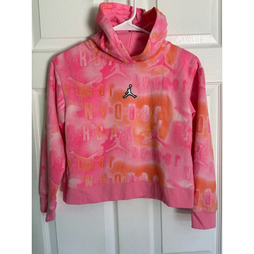 Jordan / Under Armour Hoodie and Shirt Bundle Girls L 12-14 Pink Orange Tie Dye
